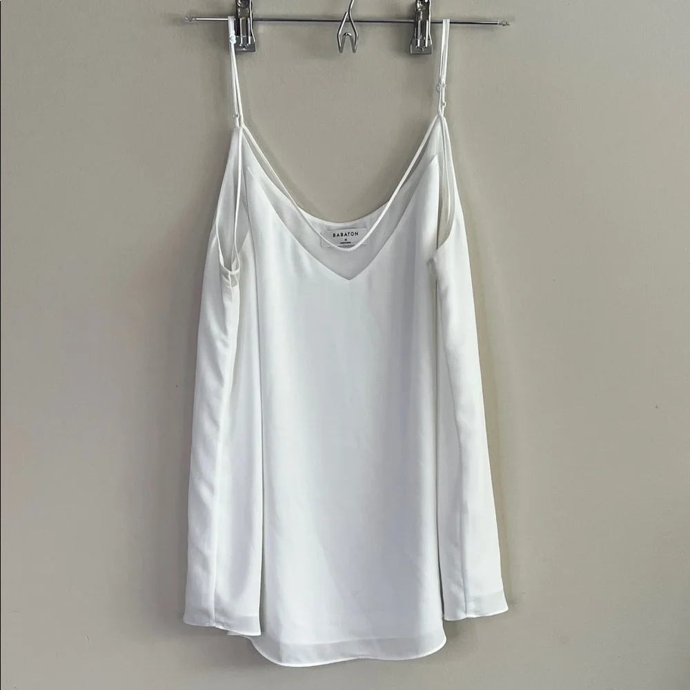 65 Aritzia BABATON Everely White Sleeveless Camisole Top Size Medium - Picture 2 of 5